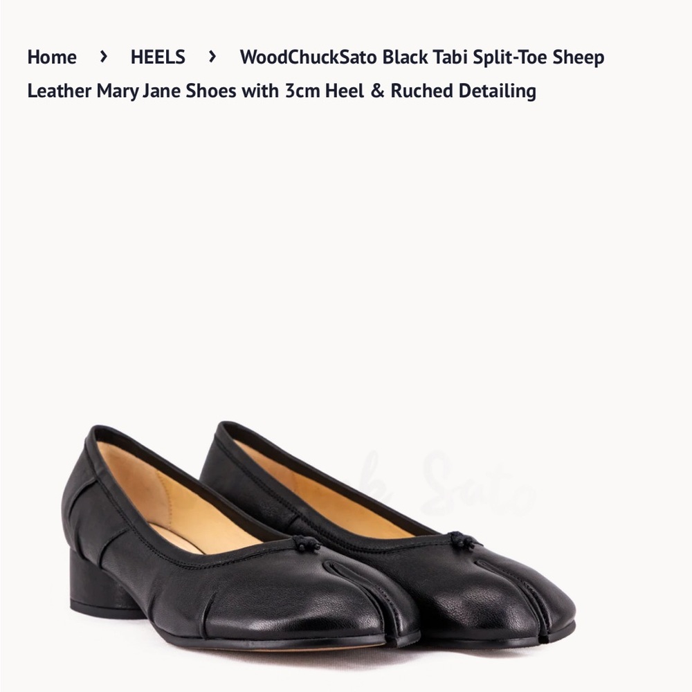 Black Tabi Split-Toe Leather Mary Jane Heels